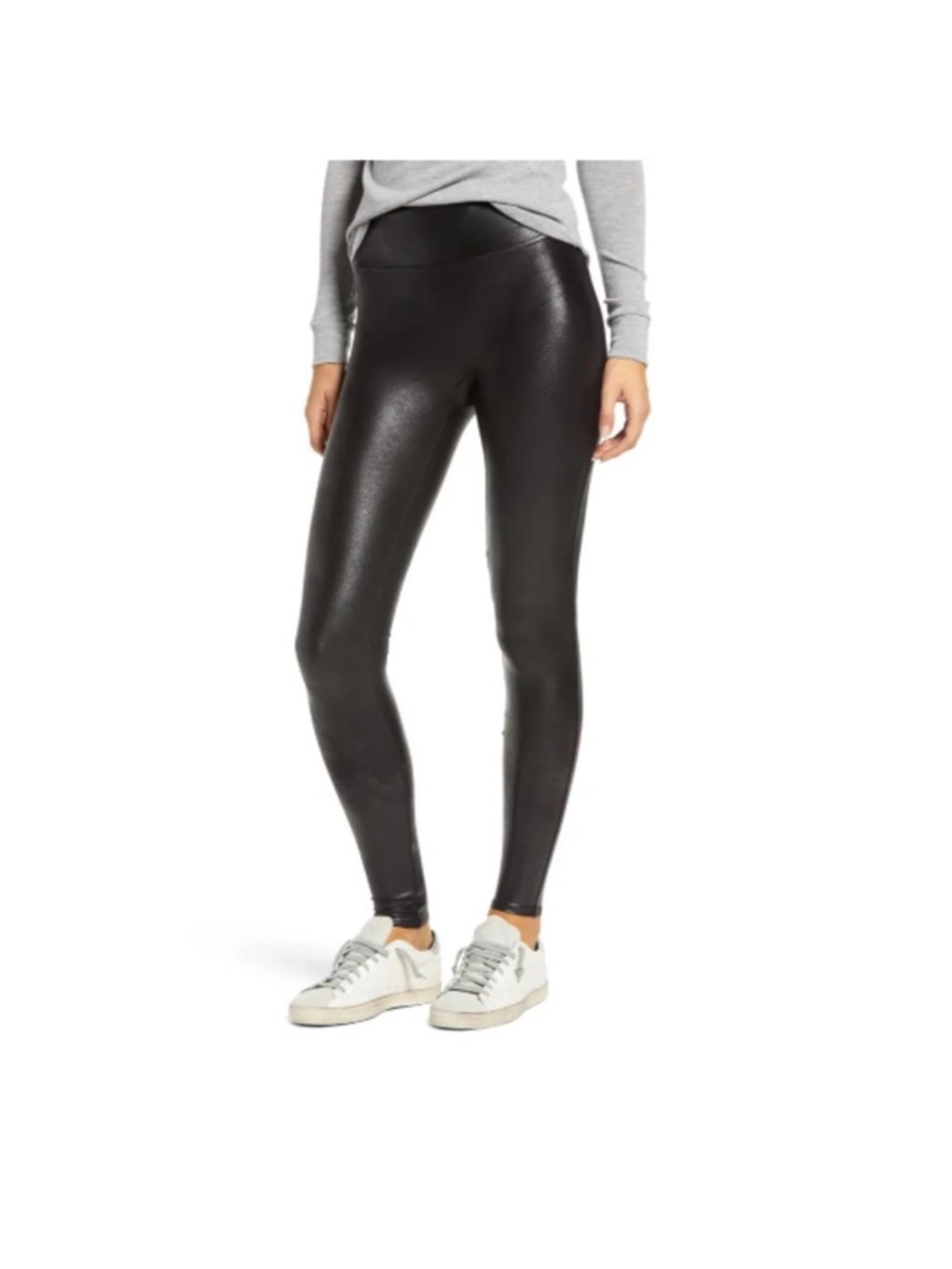 Spanx Faux Leather Black Leggings small petite Jeggings comfy stretch